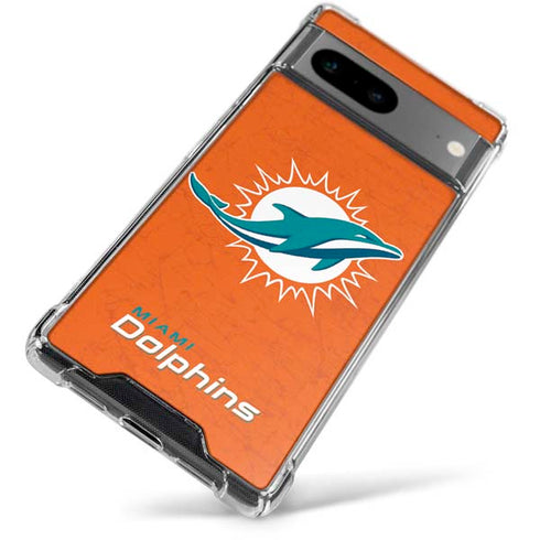 NFL Miami Dolphins Distressed- Orange Google Pixel 7a Clear Case